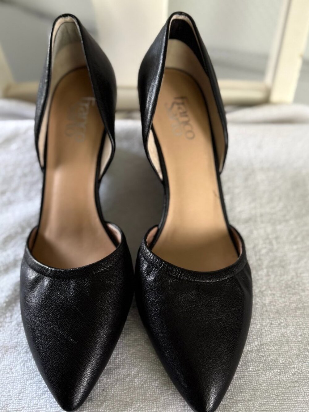 FRANCO SARTO BLACK LEATHER WEDGE HEELS Size 40